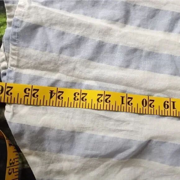 Eden & Olivia S Long Sleeve Top White & Blue Striped V Neck Button Tunic - Picture 9 of 10